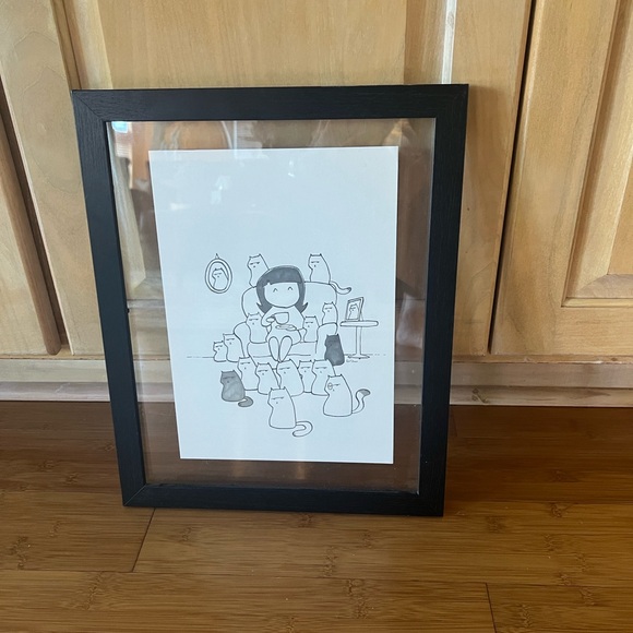 Other - Lady with tea cup and grouchy cat print Irish artist Rob Stears